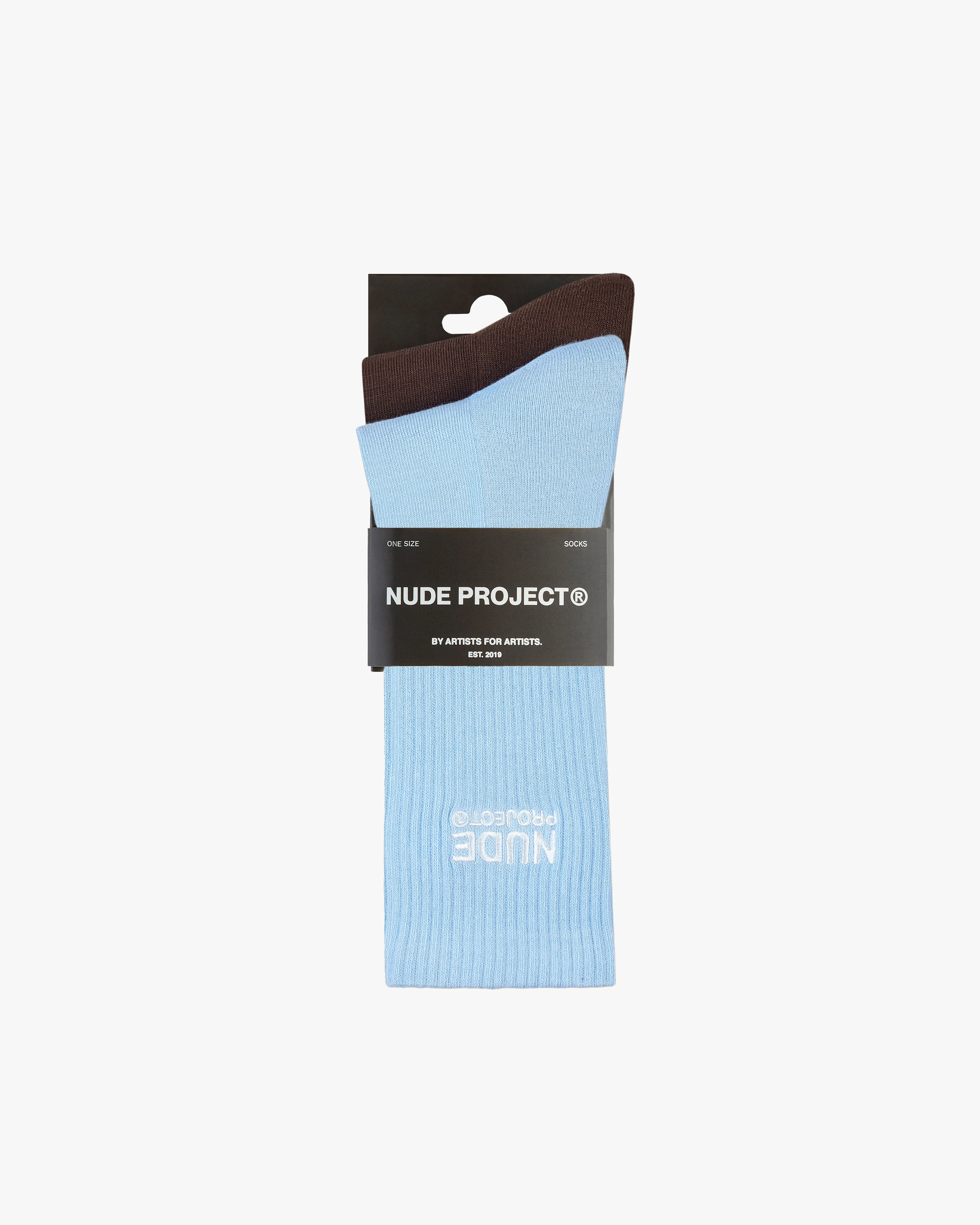 2 PACK LOGO SOCKS BLUE/BROWN