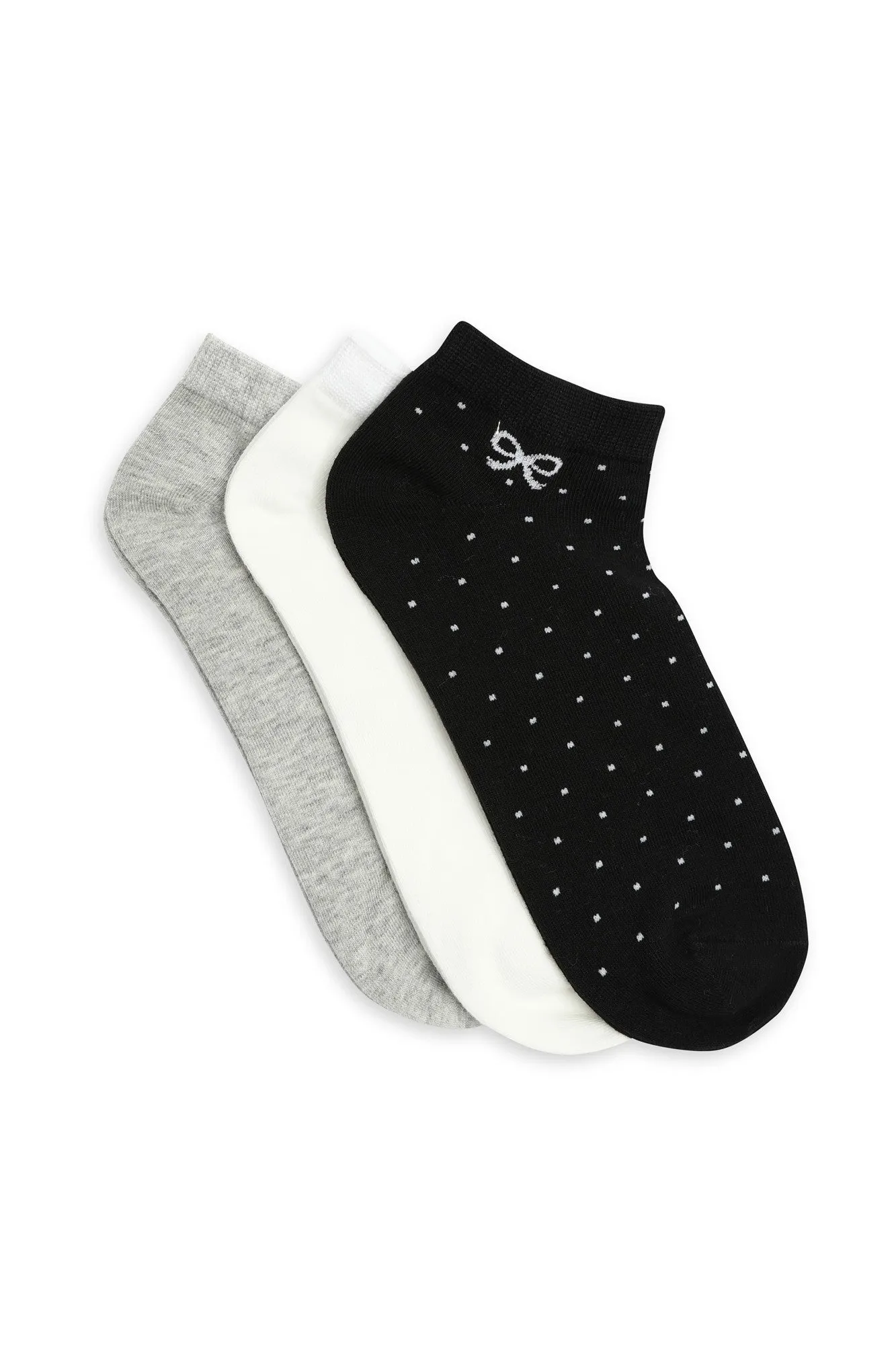 3 pack Assorted Socks | Blk Spot/White/Grey | 0412ZZ