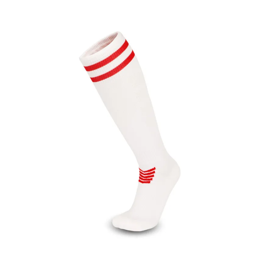 3 Pack Kids White Football Socks with Red Striped Cuffs