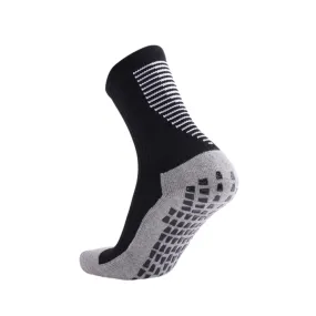 3 Pack Men's Black Football Socks with Grip