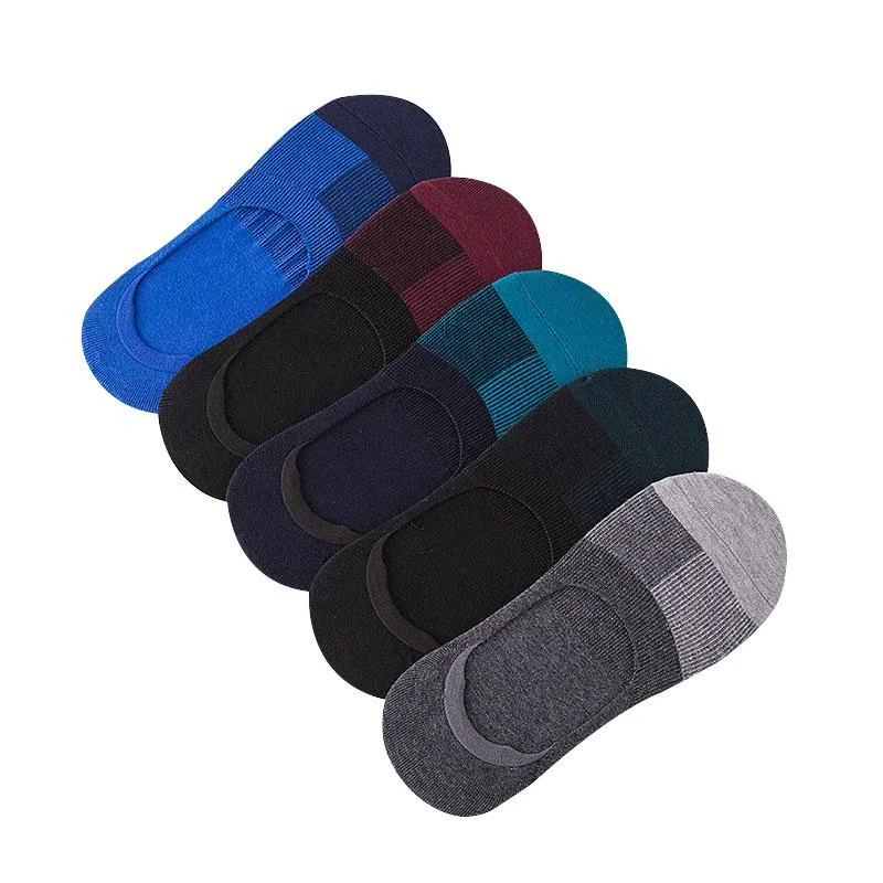 5 Pairs Per Lot Men's Summer Invisible Stretchy Cotton Boat Socks