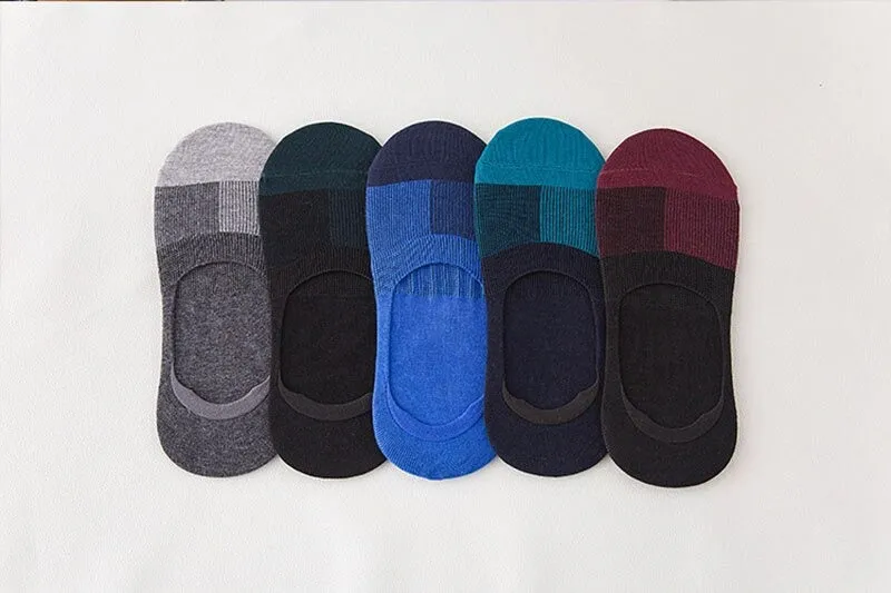 5 Pairs Per Lot Men's Summer Invisible Stretchy Cotton Boat Socks