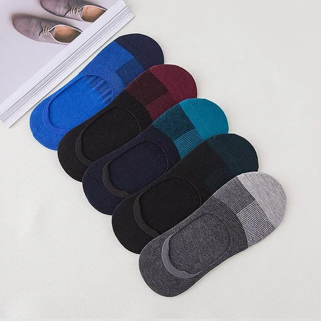 5 Pairs Per Lot Men's Summer Invisible Stretchy Cotton Boat Socks