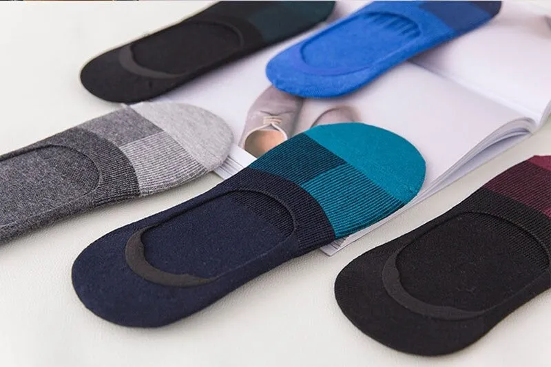 5 Pairs Per Lot Men's Summer Invisible Stretchy Cotton Boat Socks