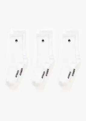 AFENDS Mens Flame - Socks Three Pack - White