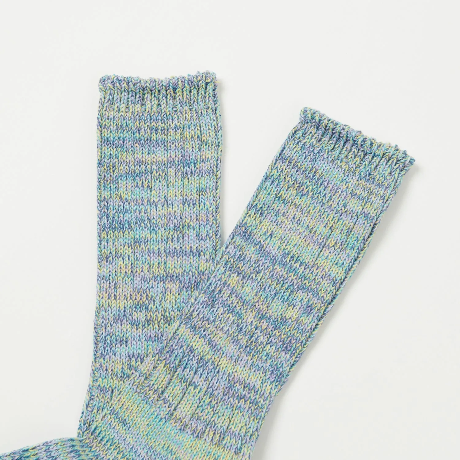 Anonymous Ism 5 Colour Mix Crew Socks - Sax