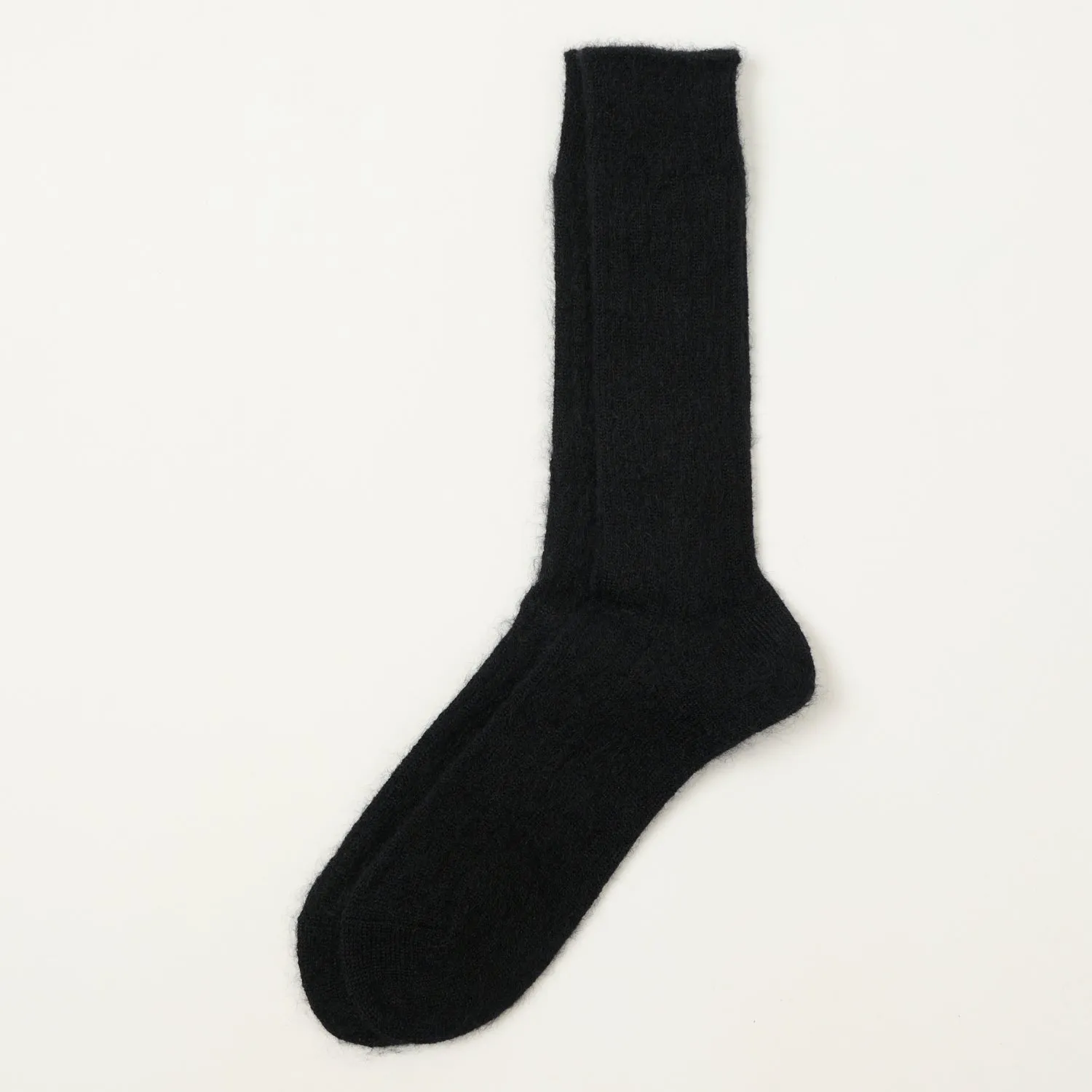 Anonymous Ism Mohair Rib Crew Socks - Black