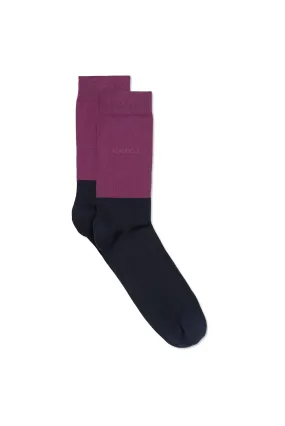 Bicolour socks - in cotton jersey (MARINE/PRUNE)