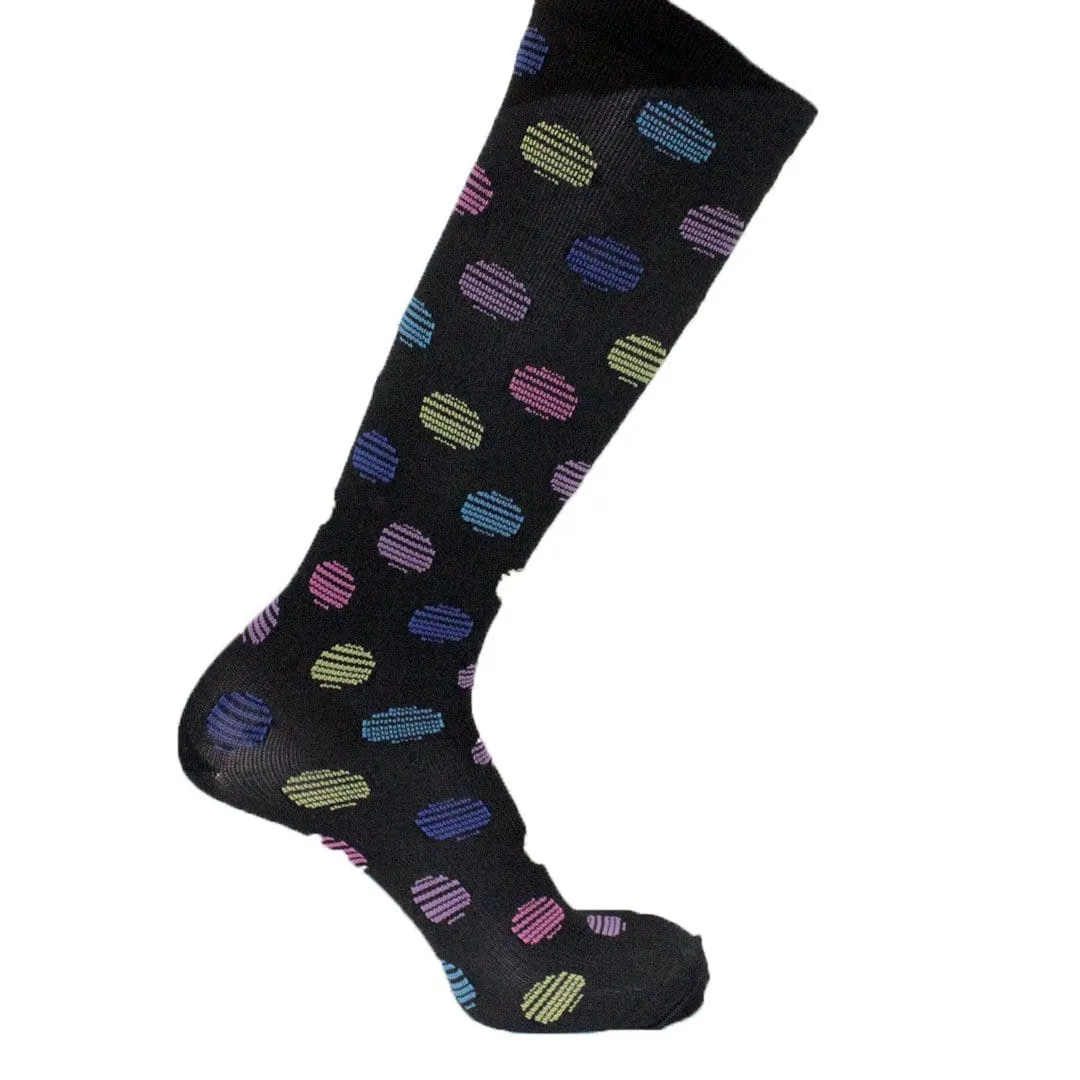 Black Polka Dot Compression Socks Knee High Sock