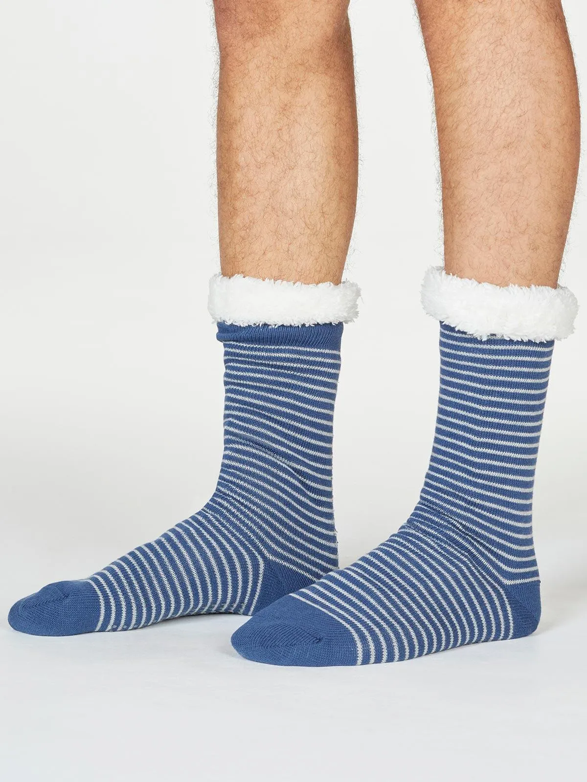 Blaise Stripe Cabin Socks - Blue Slate