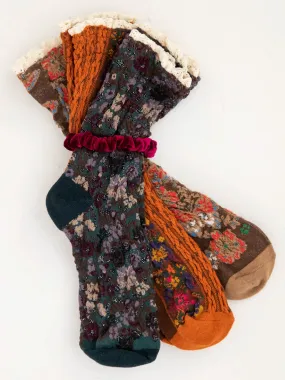 Blossom Socks & Scrunchie, Set of 3 - Rust