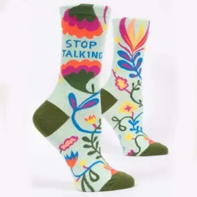 Blue Q "Stop Talking" Crew Socks - Women's