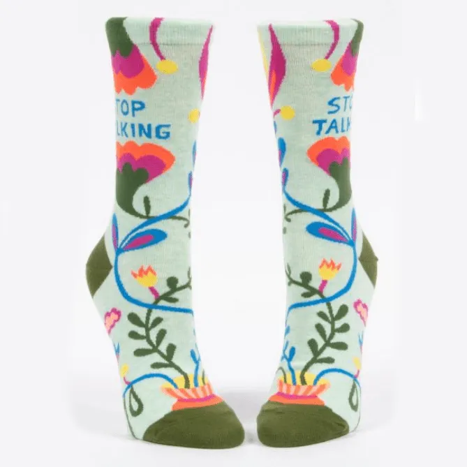 Blue Q "Stop Talking" Crew Socks - Women's