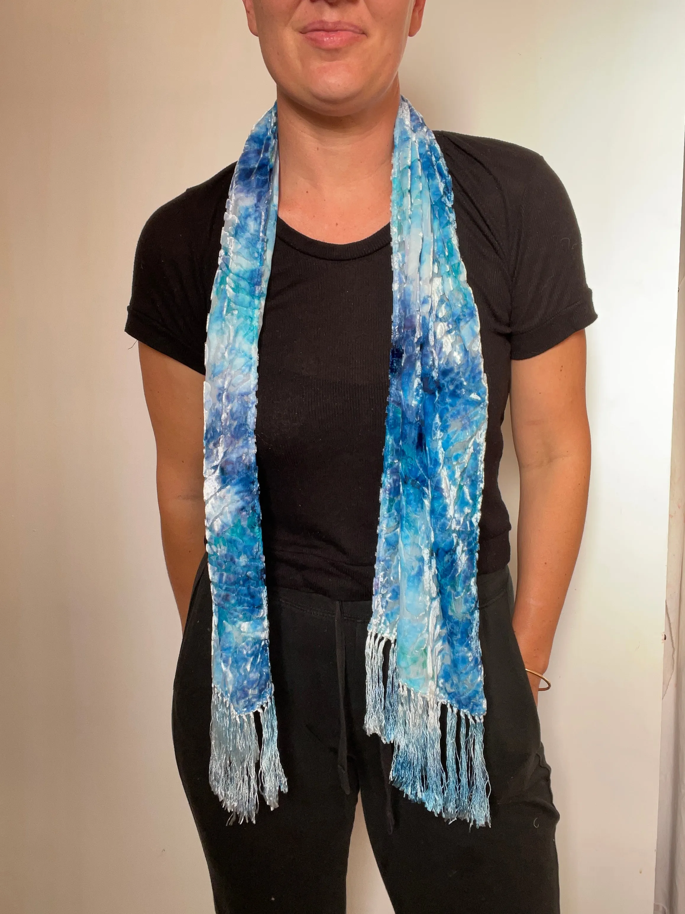 Burnout silk/rayon scarf