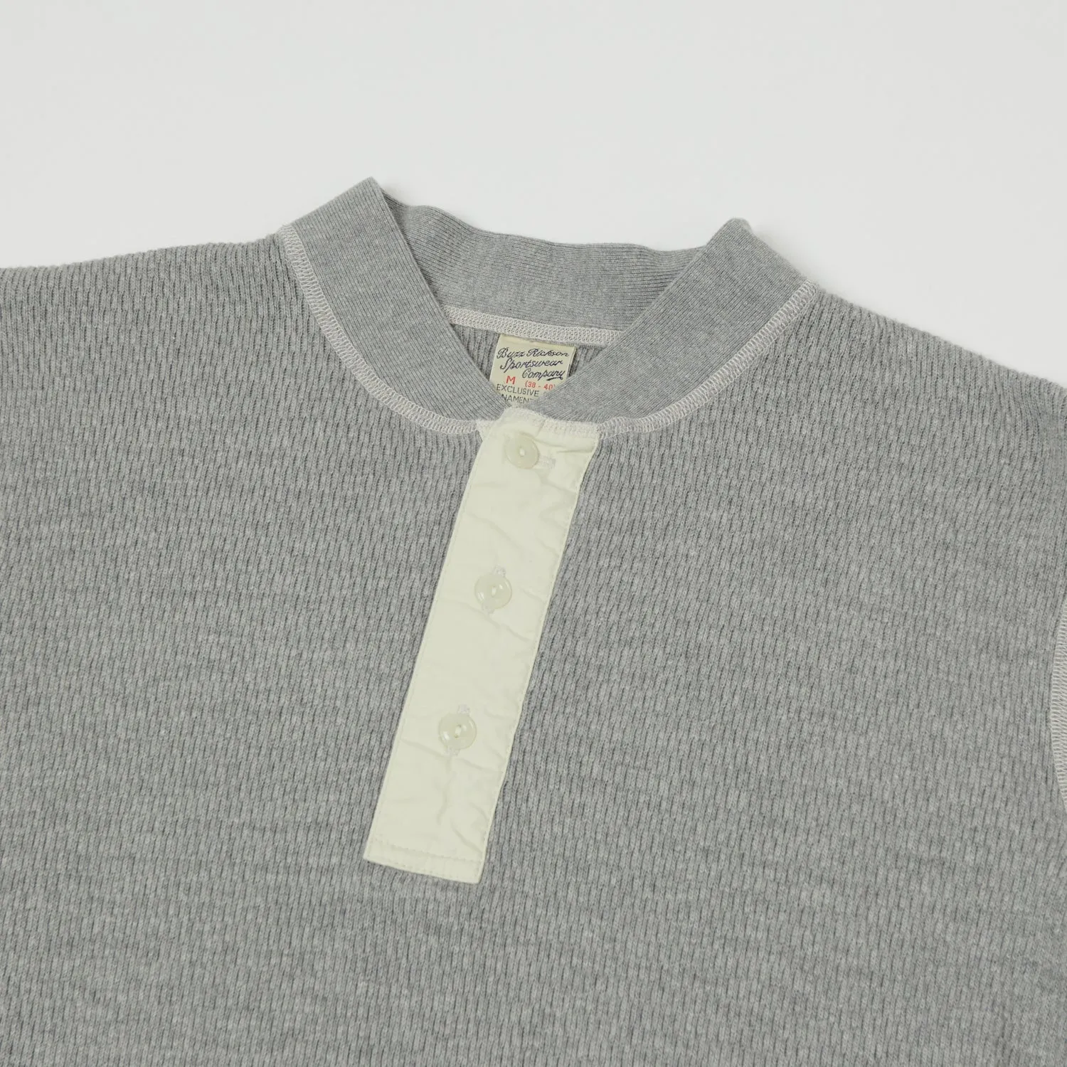 Buzz Rickson's L/S Thermal Henley - Heather Grey