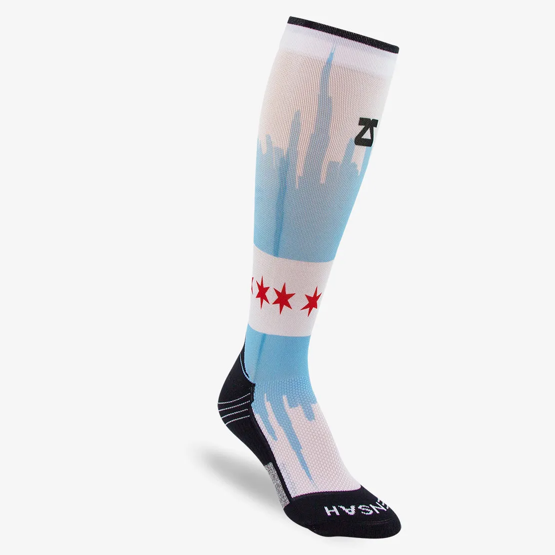 Chicago Flag Skyline Compression Socks (Knee-High)