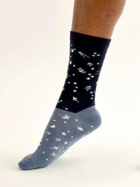 Cielo Space Colour Block Bamboo Socks - Navy