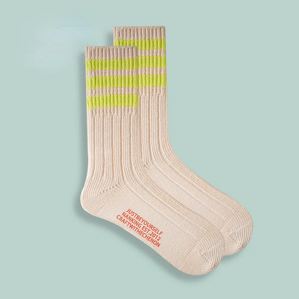 Combed Cotton Thickened Solid Color Retro Long Socks