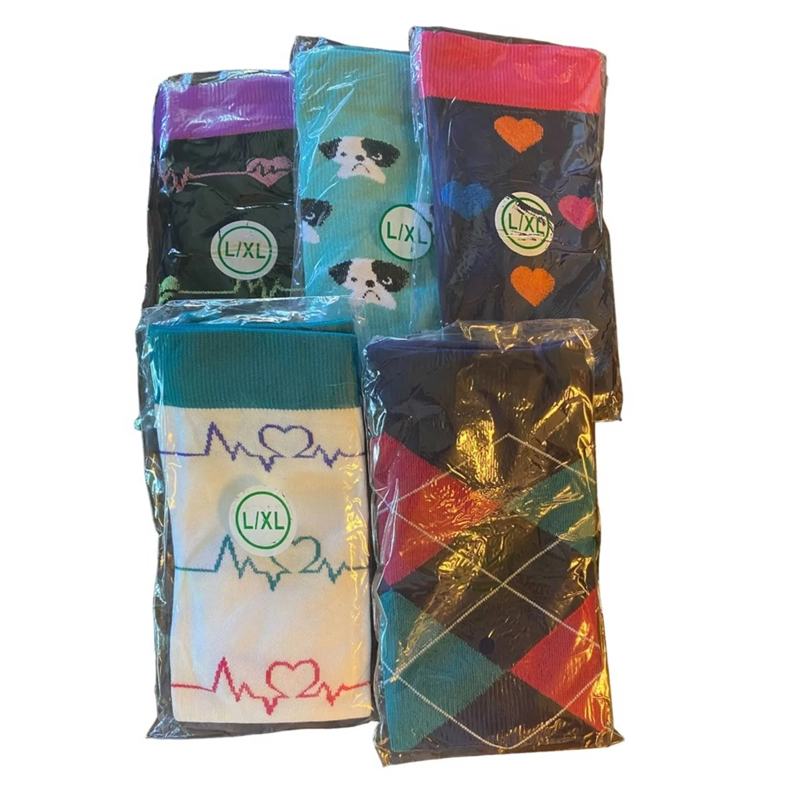 Compression Socks NIP 5 Pairs Fun Designs 15-20mmHg Large X-Large