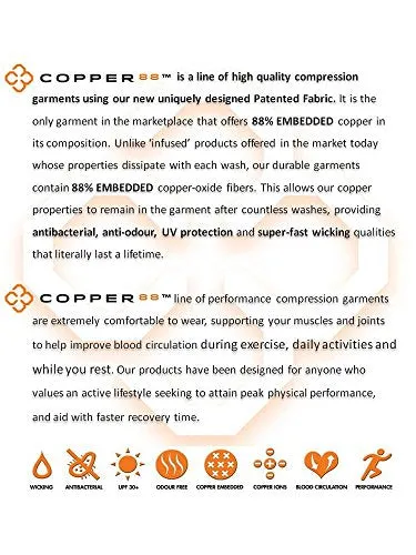 Copper 88 Men's Knee High Compression Socks 8-11 US