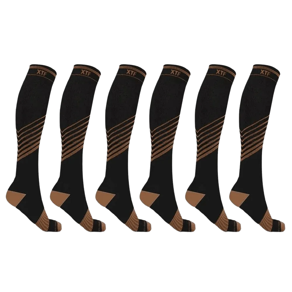 Copper-Infused Ultra V-striped Socks (6-Pairs)