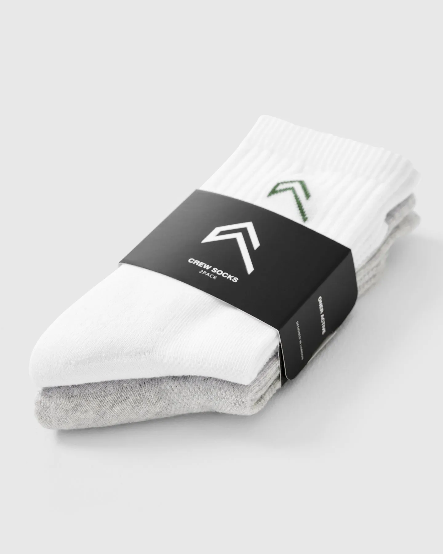 Crew Socks 2 Pack | White/Grey/Forest Green