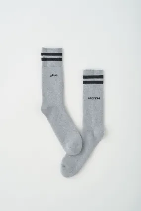 Crew Socks in Heather Grey/Black Stripe