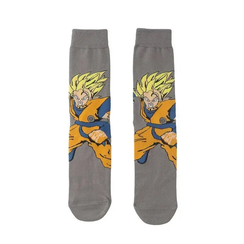 Dragon Ball Z Socks - Mens Cotton Anime Long Socks featuring Piccolo Vegeta Master Roshi and Torankusu Figures