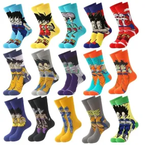 Dragon Ball Z Socks - Mens Cotton Anime Long Socks featuring Piccolo Vegeta Master Roshi and Torankusu Figures