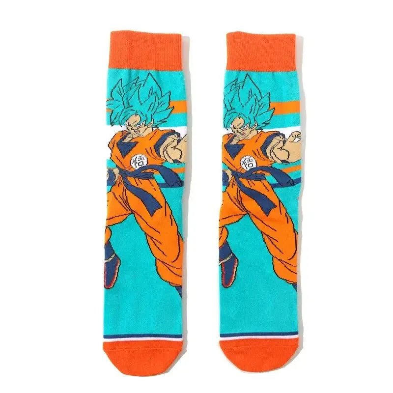 Dragon Ball Z Socks - Mens Cotton Anime Long Socks featuring Piccolo Vegeta Master Roshi and Torankusu Figures