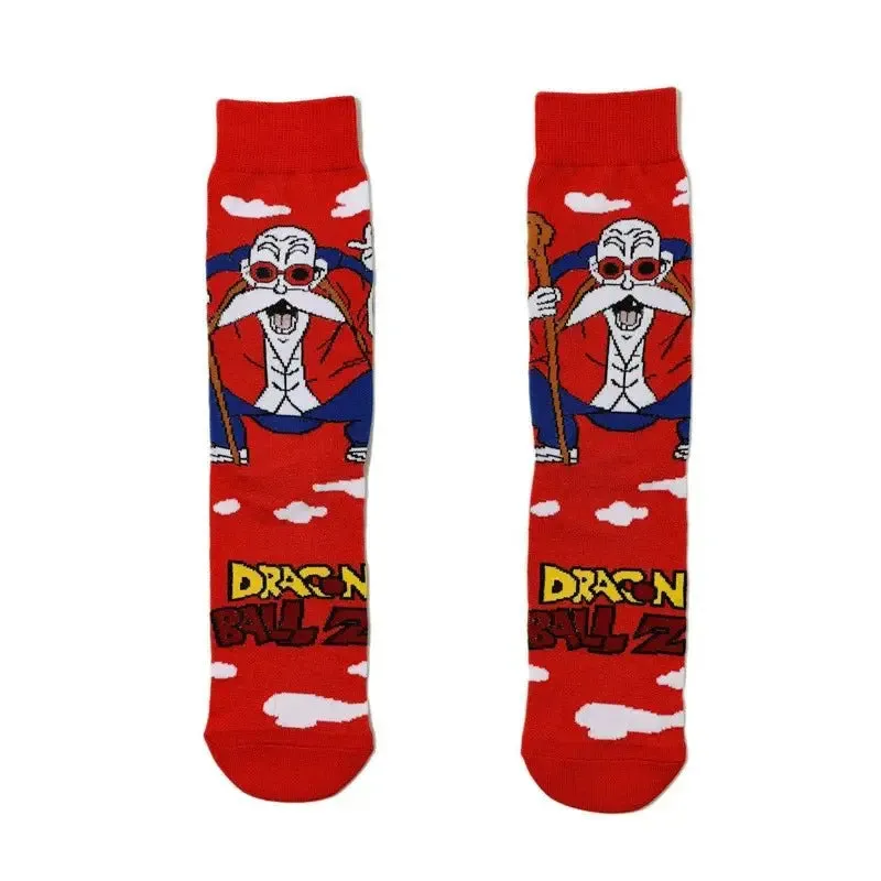 Dragon Ball Z Socks - Mens Cotton Anime Long Socks featuring Piccolo Vegeta Master Roshi and Torankusu Figures