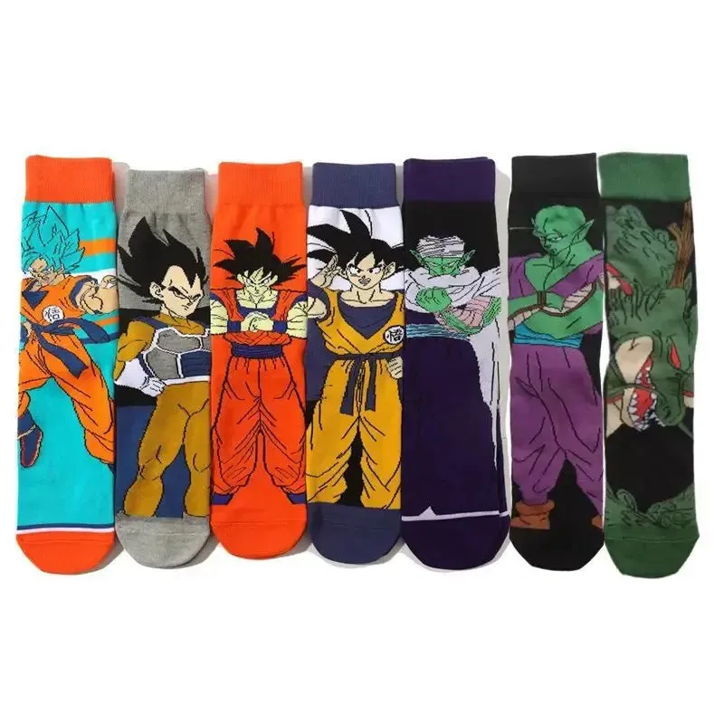 Dragon Ball Z Socks - Mens Cotton Anime Long Socks featuring Piccolo Vegeta Master Roshi and Torankusu Figures