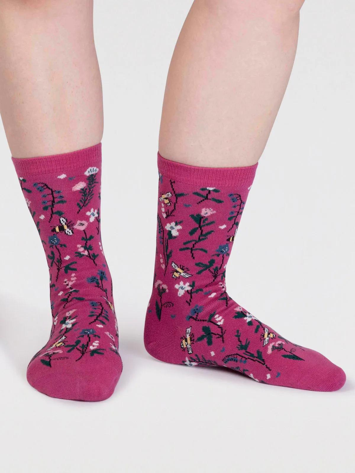 Edana Organic Cotton Bee Socks - Raspberry Pink