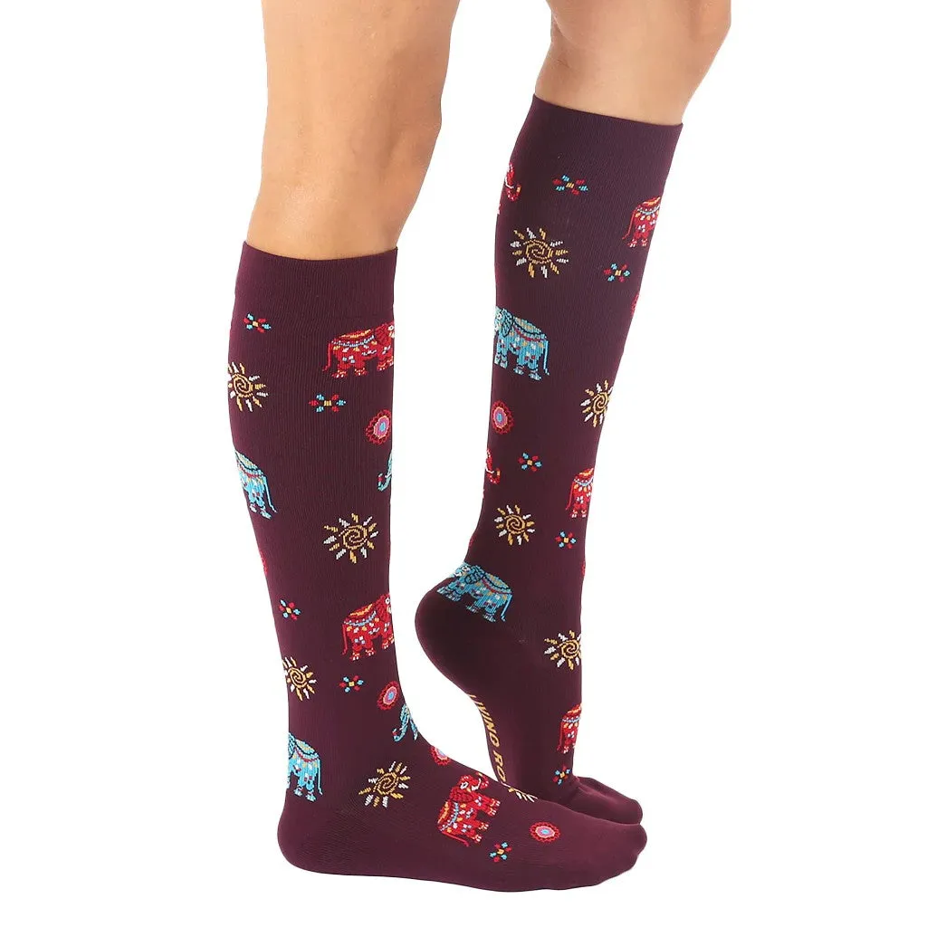 Elephant Print Compression Socks with 15-20 mmHg