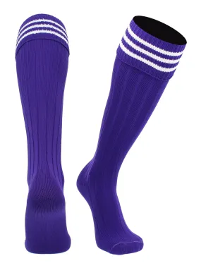 Euro Style 3 Stripe Soccer Socks With Fold Down Top