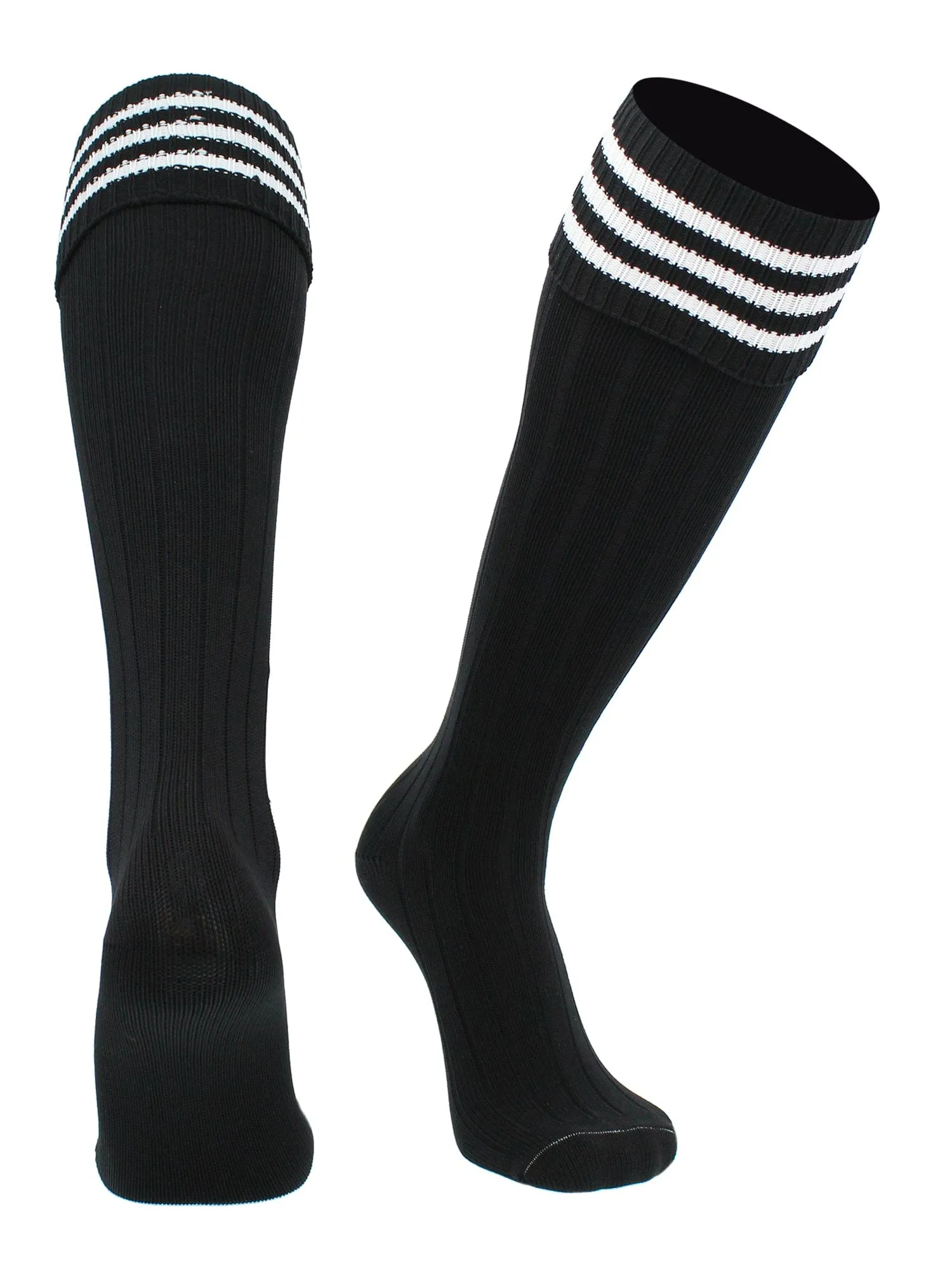 Euro Style 3 Stripe Soccer Socks With Fold Down Top