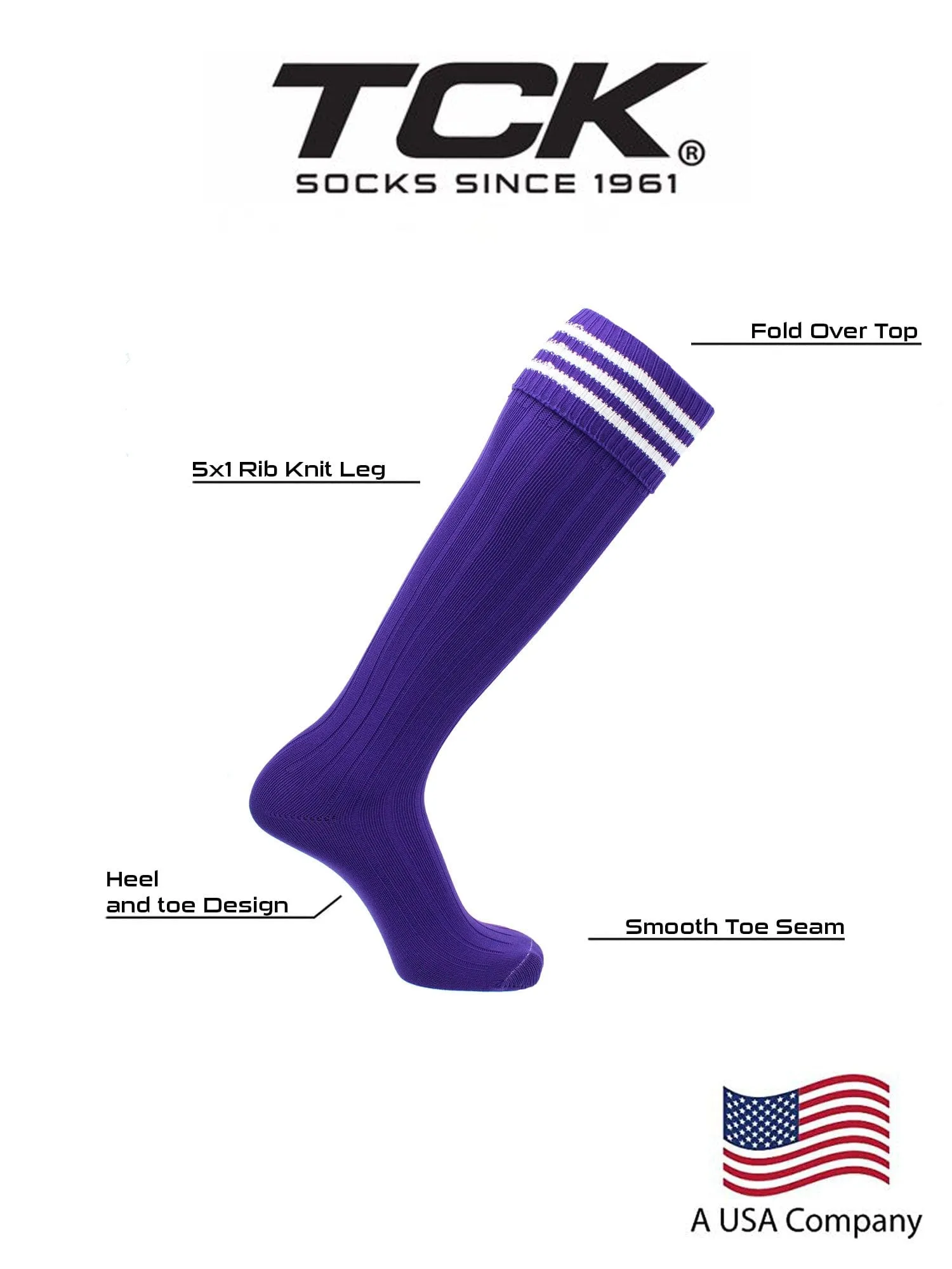 Euro Style 3 Stripe Soccer Socks With Fold Down Top