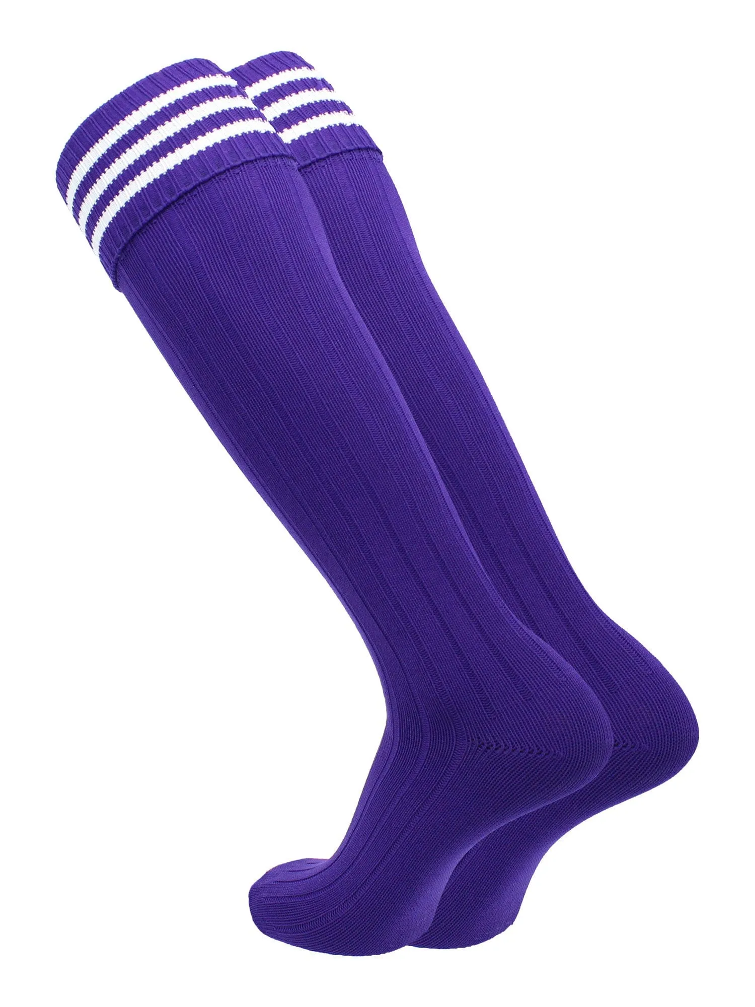 Euro Style 3 Stripe Soccer Socks With Fold Down Top