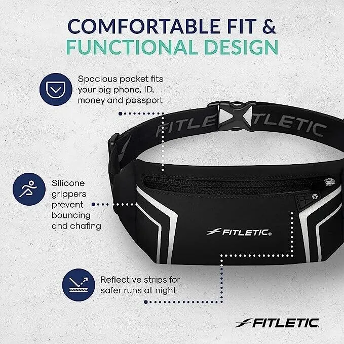 Fitletic Blitz Running Belt - Unisex - Black