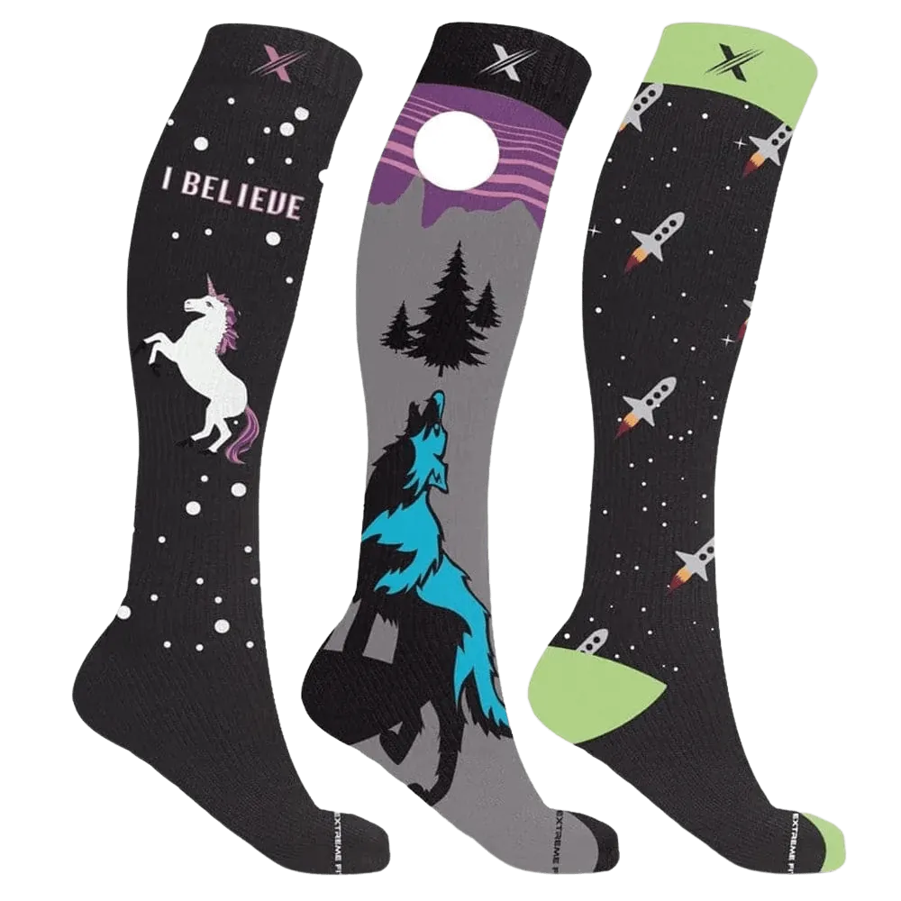 Glow in the Dark Compression Socks (3-Pairs)