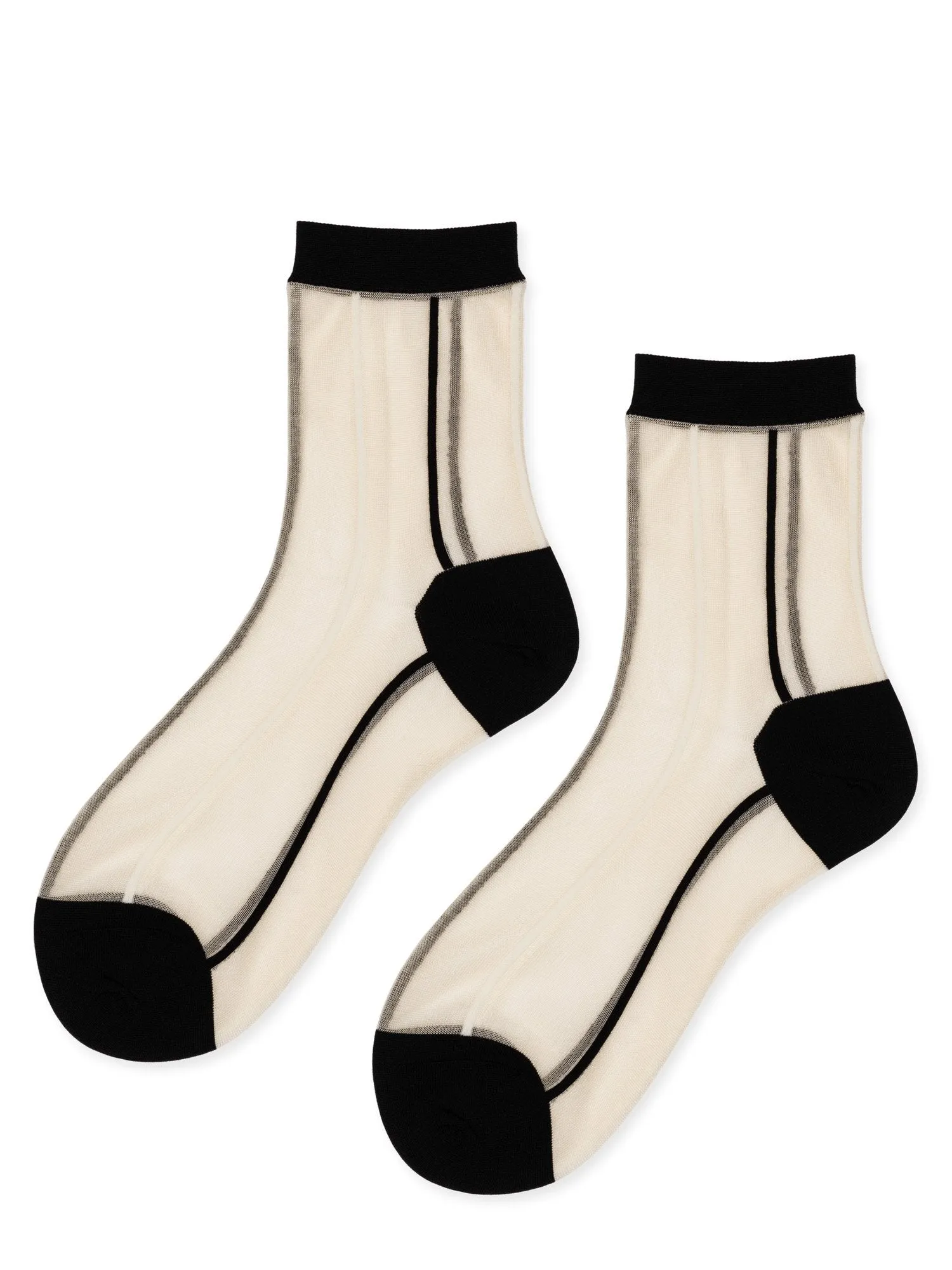 Grand Slam Sheer Short Crew Socks - Nude   Black