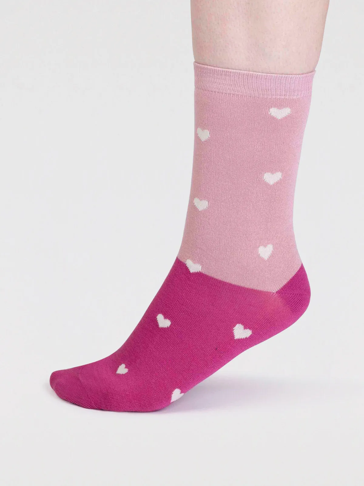 Haddie Bamboo Love Heart Socks - Petal Pink