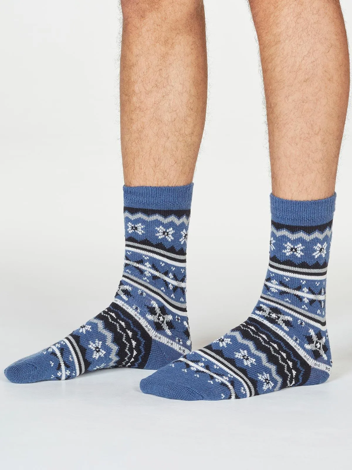 Hendry Fairisle Wool Socks - Blue Slate