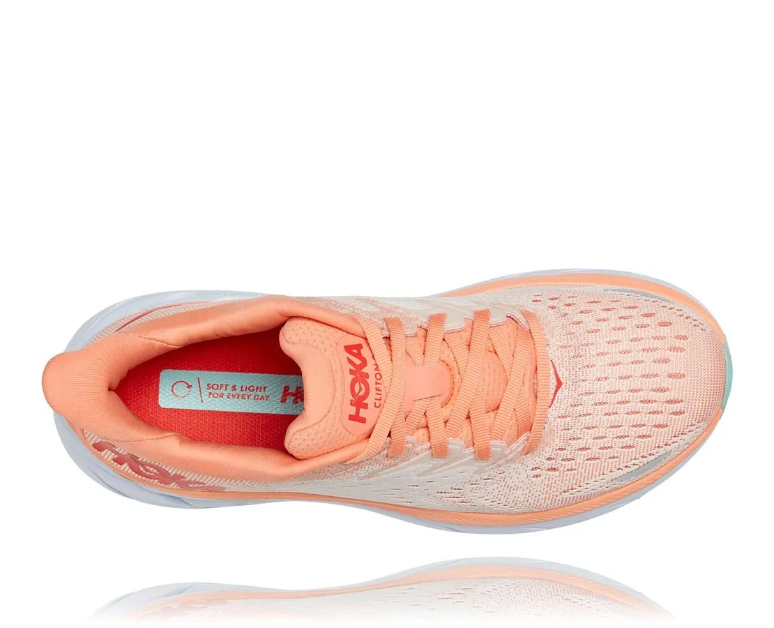 Hoka One One women's running shoe Clifton 8 1119394/CSPY cantaloupe/silver peony