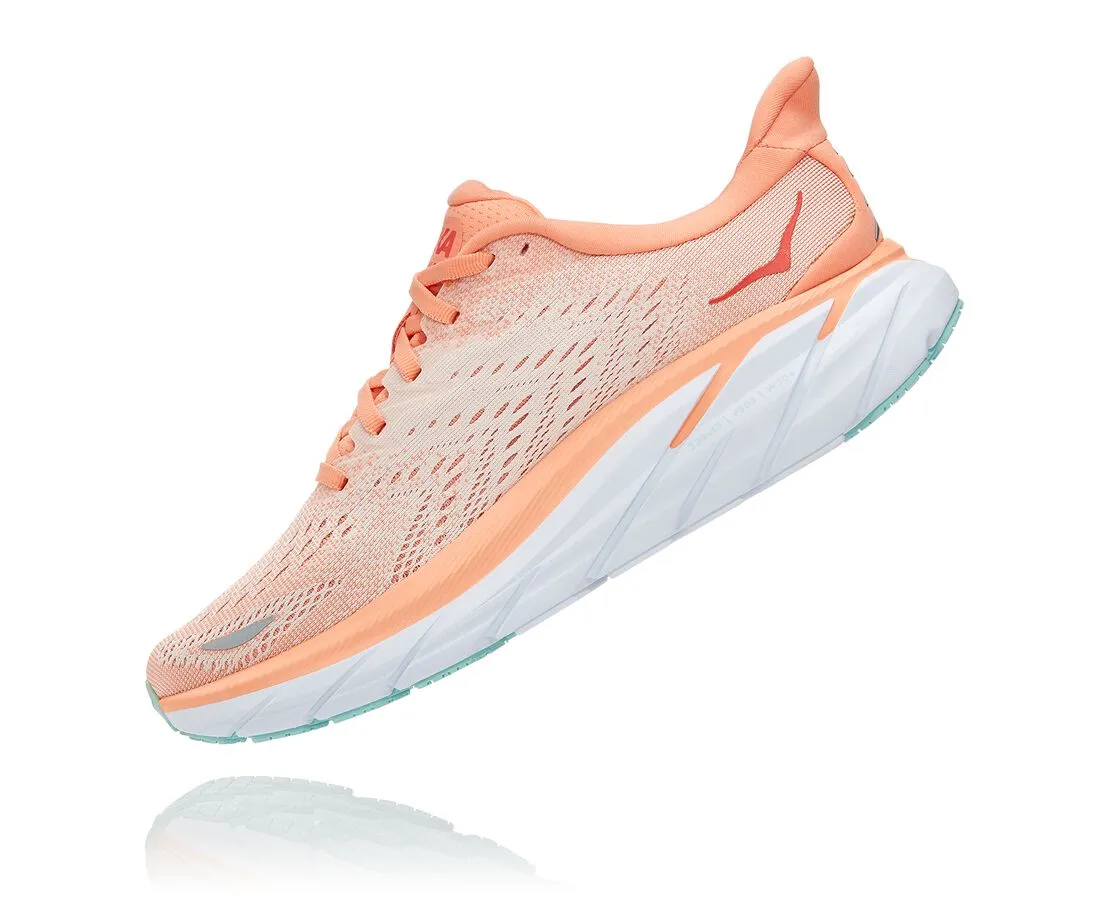 Hoka One One women's running shoe Clifton 8 1119394/CSPY cantaloupe/silver peony