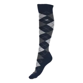 Horze Alana Argyle Checked Socks (Navy & Grey)