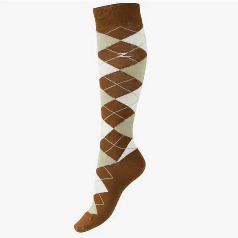 Horze Alana Argyle Summer Socks (Brown & Beige)