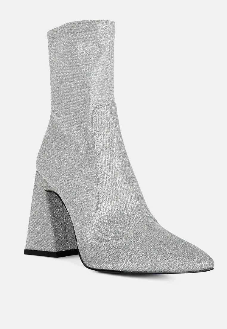 Hustlers Shimmer Block Heeled Ankle Boots