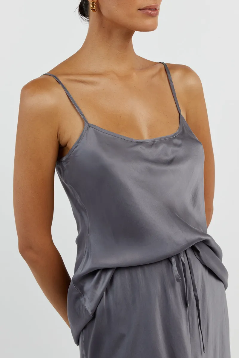 LAYLA CHARCOAL SILK CAMI