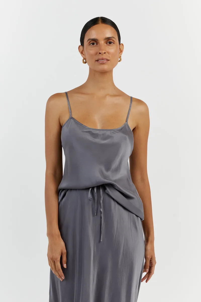 LAYLA CHARCOAL SILK CAMI